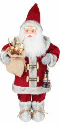 Dekorácia MagicHome Vianoce, Santa s lampášom, červený, 46 cm