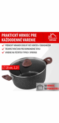 Hrniec MagicHome Black Marble Line, 20 cm, 2200 ml, s pokrievkou
