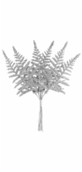 Vetvička MagicHome Vianoce, papraď, strieborná, 19 cm