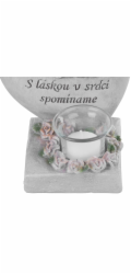 Dekorácia MagicHome, Srdce s anjelikmi, polyresin, na hrob, 15,5x12x17,5 cm
