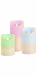 Sviečky MagicHome Vianoce, sada 3 ks, LED, 3xAAA, pravý vosk, jednoduché svietenie, časovač, pohybli