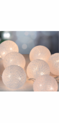 Reťaz MagicHome Cotton Balls White, 10x LED teplá biela, PE/bavlna, 2xAA, jednoduché svietenie, osve