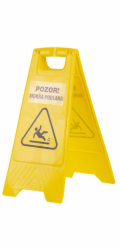 Tabuľa výstražná "POZOR, MOKRÁ PODLAHA", 60x30 cm, polepená, text v EN a SK
