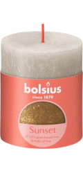 Sviečka Bolsius Rustic, valcová, Vianoce, Sunset Sandy Grey+ Gold, 80/68 mm