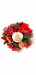 MagicHome Vánoční svícen, s činčou a květinou, přírodní, 15 cm