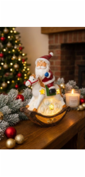 MagicHome Vánoční dekorace, Santa na koni, LED, polyresin, 12x5,5x18 cm