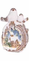 Dekorace MagicHome Vánoce, Ptáci s domečky, LED, keramika, 3xAAA, 33,3x16,5x47 cm