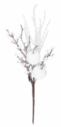 MagicHome Vánoční větvička s bobulemi a jablky, bílá, 32 cm
