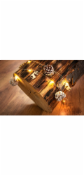 Řetěz MagicHome Vánoce Pine, 20x LED teplá bílá, se zasněženými šiškami, 2xAA, stálé svícení, osvětl