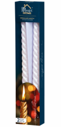 MagicHome Vánoční svíčka, 25 cm, bal. 2 ks, bílá, spirálová, kroucená