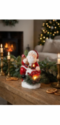 Dekorace MagicHome Vánoce, Santa s erbem, LED, terakota, 10x8,2x13,7 cm