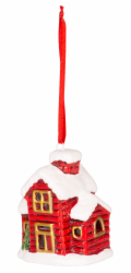 Dekorace MagicHome Christmas, domeček, LED, terakota, závěsná, 5,5x5x7,2 cm