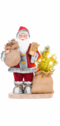 MagicHome Vánoční dekorace, Santa s pytlem a stromečkem, LED, 3xAAA, 30 cm