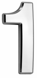 MagicHome "1" domovní číslo, s lepicí páskou, stříbrné, se štítkem, 70x100 mm, ABS