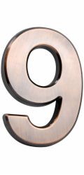 MagicHome "9" domovní číslo, s lepicí páskou, bronz, popisné, 70x100 mm, ABS