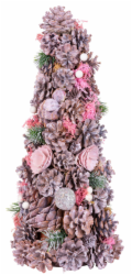 MagicHome Vánoční stromeček, zdobený, růžový, 40 cm