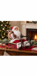 MagicHome Vánoční dekorace, Santa na saních, červená, 46 cm