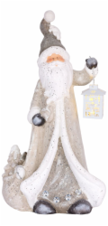 Dekorace MagicHome Vánoce, Santa s lucernou, 1 LED, 2xAAA, keramika, 34x21x65 cm
