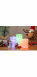 MagicHome Vánoční svíčky, sada 3 ks, LED, 3xAAA, pravý vosk, snadné zapalování, časovač, pohyblivý p