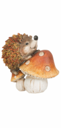 Dekorace MagicHome Příroda, Ježek na houbě, keramika, 12,5x8x12 cm