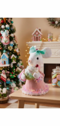 Dekorace MagicHome Christmas Candy Line, myš, růžová, 27 cm