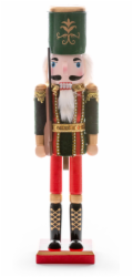 Figurka MagicHome Vánoce Woodeco, 38 cm, Louskáček s čepicí, dřevo