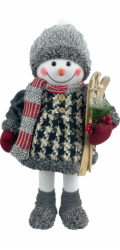 MagicHome Vánoční dekorace, Sněhulák s lyžemi, 50 cm