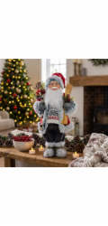 MagicHome Vánoční dekorace, Santa s lyžemi a dřevem, 60 cm