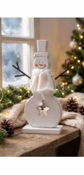 Dekorace MagicHome Christmas Woodeco, Sněhulák bílý, bal. 2 ks, 10x20 cm