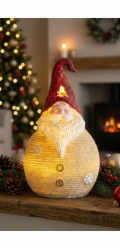 MagicHome Vánoční figurka, Santa kulatý střední, LED, polyresin, 3xAAA, 28,5 cm