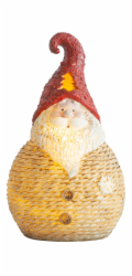 MagicHome Vánoční figurka, Santa kulatý malý, LED, polyresin, 19,5 cm
