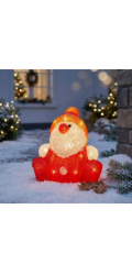 MagicHome Vánoční dekorace, Santa Claus, 30 LED, časovač, akryl, 3xAA, IP44, venkovní, 24x21x24 cm