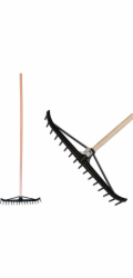 Hrábě na seno Longbow 16 zubů, plastové, na listí, dřevěná násada