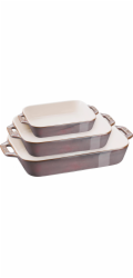 Staub Ofenformenset 3-tlg.  Keramik, rechteckig,Antik-Grau