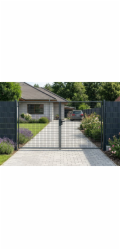 Brána Strend Pro METALTEC DUO, 3580/1450/100x50 mm, antracit, dvoukřídlá, zahradní, ZN+PVC, RAL7016
