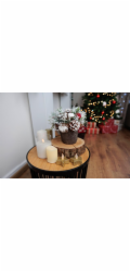 Ikebana MagicHome Vánoční, se zasněženou chvojí, imitace dřeva 18 cm