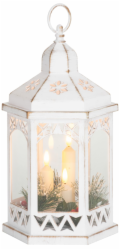 Lucerna MagicHome Vánoce Morocco, LED teplá bílá, svíčky, bílá, 3xAAA, plast, časovač, 18x15x32 cm