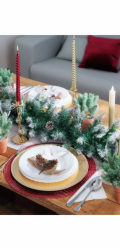 Vetvička MagicHome Vianoce, so šiškami a jutovou stuhou, biela, 15 cm
