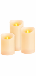 Svíčky MagicHome Vánoce, sada 3 ks, LED, 3xAAA, pravý vosk, stálé svícení, časovač, pohyblivý plamen