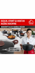 MagicHome Černý hrnec Marble Line, 24 cm, 4,0 litru, s pokličkou