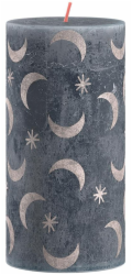 Sviečka Bolsius Rustic, valcová, Vianoce, Slate Blue, 130/68 mm