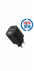 GEMBIRD Nabíjačka, USB-C, 60W, LCD, čierna