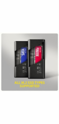AXAGON EEM2-SD2B, USB-C 10Gbps externí box s displejem pro M.2 NVMe/SATA SSD, bezšroubkový, černý