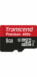 TRANSCEND MicroSDHC karta 8GB Premium, Class 10 UHS-I 300x + adaptér