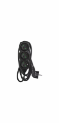 Prodlužovací kabel 1,5m / 3 zásuvky / černý / PVC / 1mm2