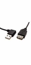 Kabel USB 2.0 A-A 30 cm prodlužovací, lomený vpravo, černý