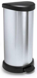 Curver® DECO BIN 40 litrů, stříbrná/černá, na odpadky