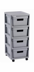Regál Curver Infinity 4x11L se zásuvkami světle šedý