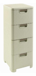 Regál Curver Style 4x14L se zásuvkami krémově bílý