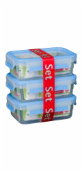 Emsa Food Clip&Close transp./blau 3er Pack 0,55L